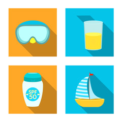 Vector illustration of equipment and swimming logo. Collection of equipment and activity stock vector illustration.