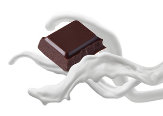 chocolate piece milk splash flow