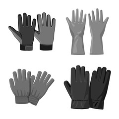 Obraz premium Vector illustration of glove and winter sign. Set of glove and equipment vector icon for stock.