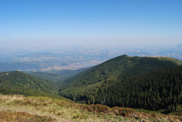 Fototapeta na wymiar View from Kom peak in Stara Planina, Berkovitsa, Bulgaria