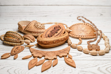 handmade birch bark on a light  background
