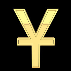 Obraz premium 3D render of currency symbol, metallic, gold color.