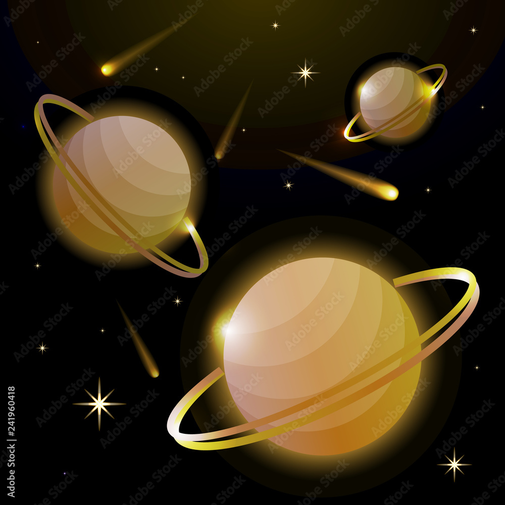 Canvas Prints fantastic space background with planets with ring, stars and comets. astronomy and space, celestial 