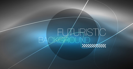 Digital technology abstract background - neon geometric design. Abstract glowing lines. Colorful techno background. Futuristic shape.