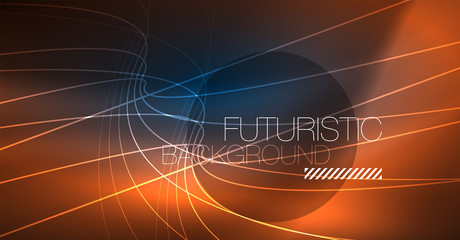 Neon glowing magic background, neon banner, night sky wallpaper. Magic light effect. Christmas abstract pattern.