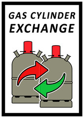 gces2 GasCylinderExchangeSign gces - Camping - Gas Cylinder Exchange: propane gas cylinder gray / camping bottle / bottle change - 11 kg - Schild DIN A1 A2 A3 xxl e7011