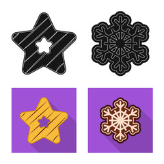 Isolated object of biscuit and bake sign. Collection of biscuit and chocolate stock vector illustration.