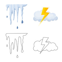 Isolated object of weather and climate logo. Collection of weather and cloud vector icon for stock.