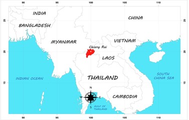 Chiang rai Thailand map 