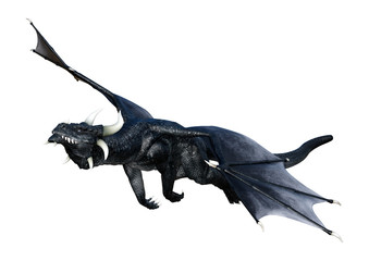 3D Rendering Fairy Tale Dragon on White