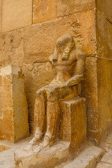 Statue near the great pyramids in Giza plateau. Cairo, Egypt