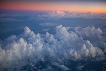 sky with clouds sunset view from airplane