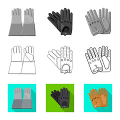 Vector illustration of glove and winter symbol. Collection of glove and equipment vector icon for stock.