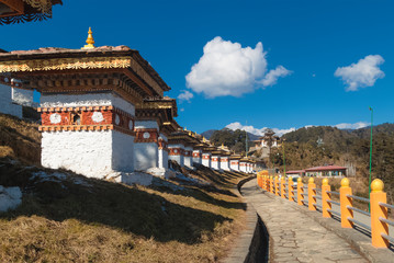 108 Memorial Chortens of Dochula Pass in Thimphu, Bhutan