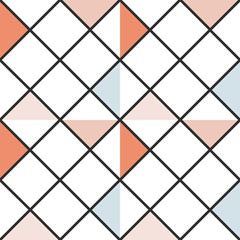 Checkered abstract colored triangles seamless background. Vector illustration.