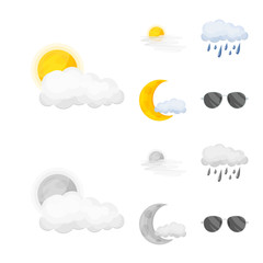 Isolated object of weather and climate icon. Collection of weather and cloud stock symbol for web.