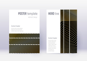 Geometric cover design template set. Gold abstract