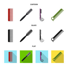 Vector illustration of brush and hair logo. Collection of brush and hairbrush stock symbol for web.