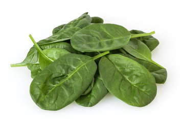 Fresh spinach leafs isolated on white background