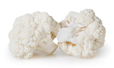 Cauliflowers isolated on white background with clipping path