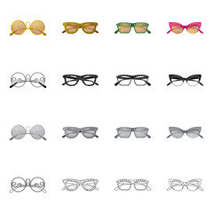 Isolated object of glasses and sunglasses icon. Collection of glasses and accessory vector icon for stock.