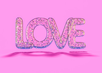 Balloon font part of full set upper case letters LOVE. 3D