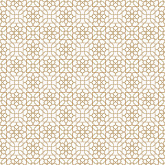 Seamless arabic geometric ornament in golden color.