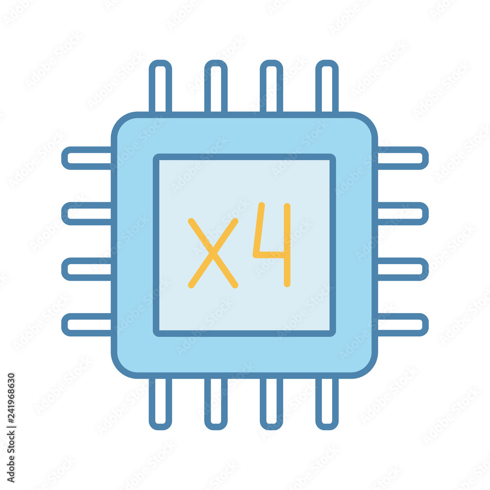 Poster quad core processor color icon