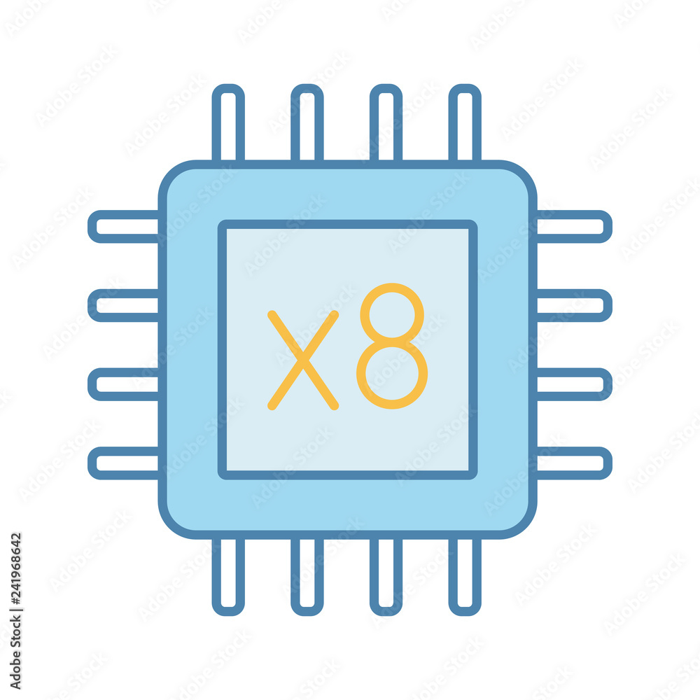 Poster octa core processor color icon