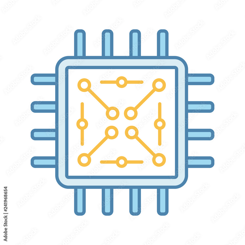 Poster processor with electronic circuits color icon