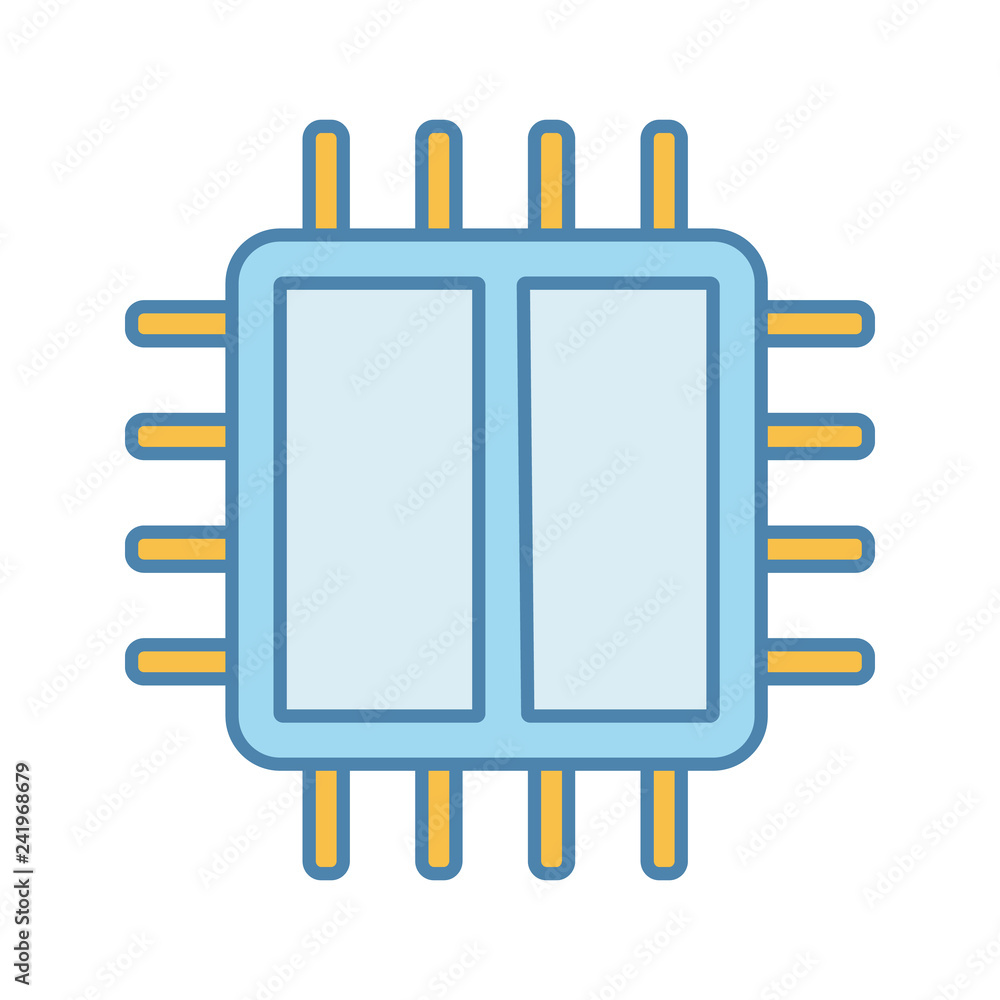 Poster dual core processor color icon