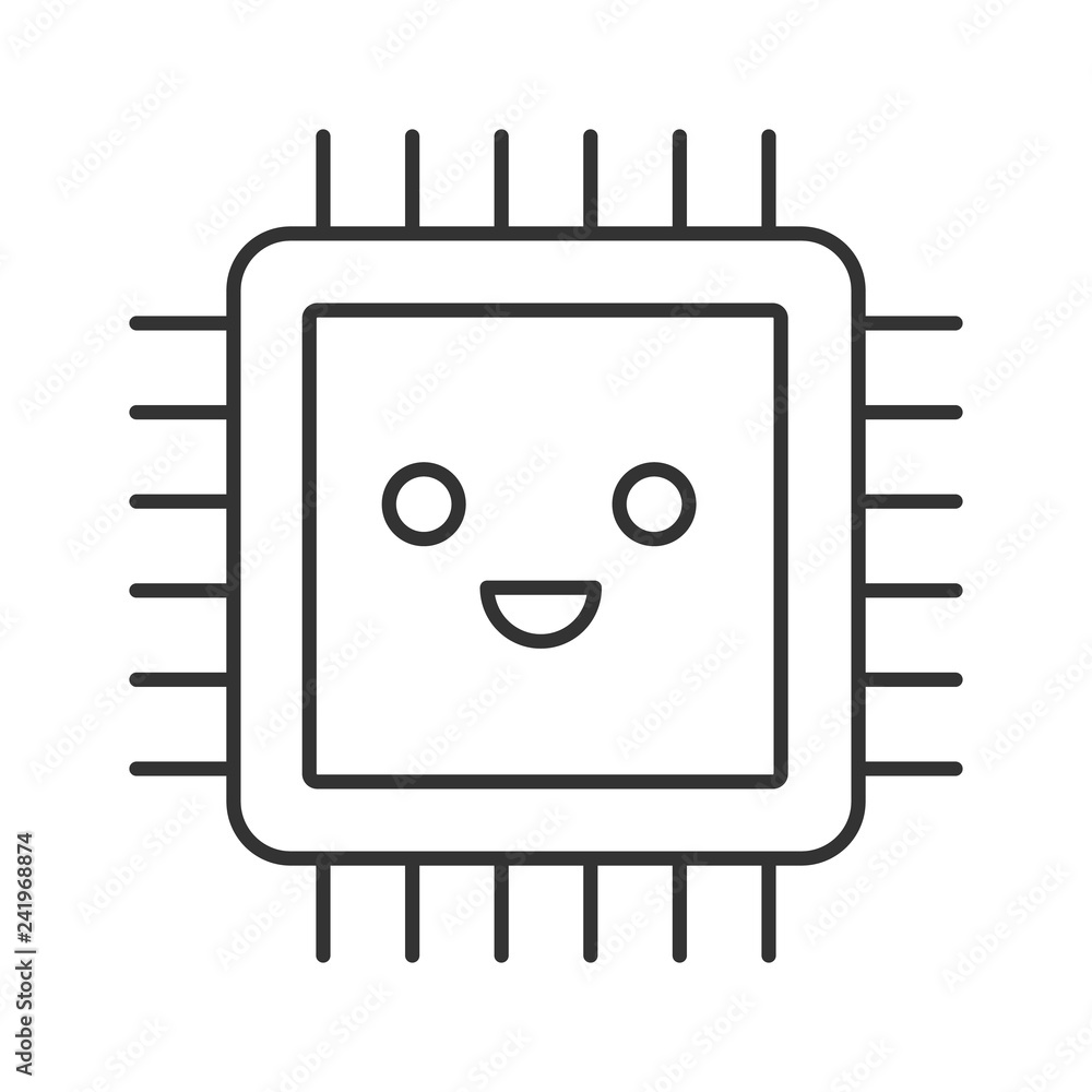 Poster smiling processor linear icon