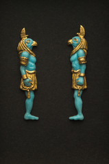 Horus Gor polymer clay handmade sculpture miniature isolated on black