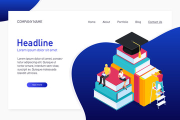 Obraz premium Isometric concept of e-learning.