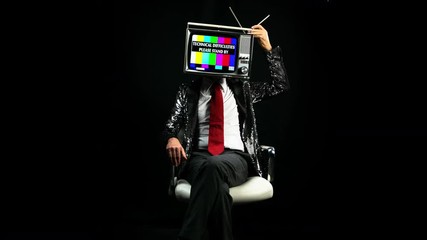 tv head television broadcast man dificulties businessman - Powered by Adobe