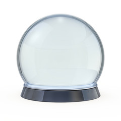 Empty snow globe isolated on white. 3D