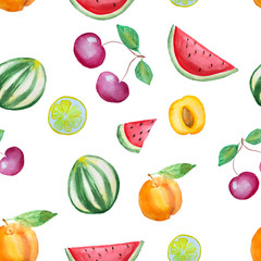 Watercolor hand drawn fruits