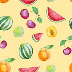 Watercolor hand drawn fruits