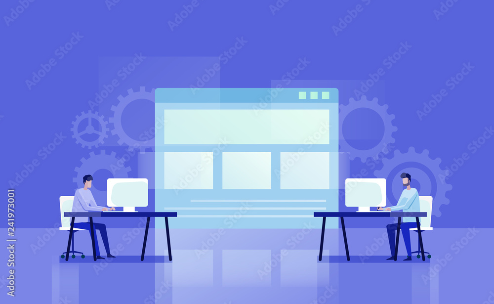 Poster graphic design and web developer working  and business teamwork concept