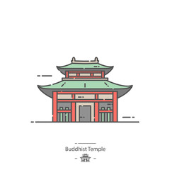 Buddhist temple - Line color icon