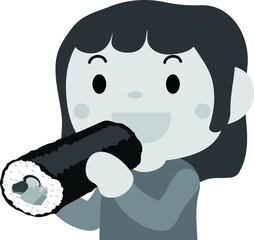 Monochrome People eating Ehomaki
