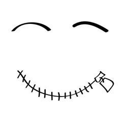 simple Hand Draw Sketch Keep Silent and smile, isolated on white