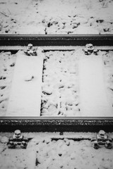 Train track snow railway