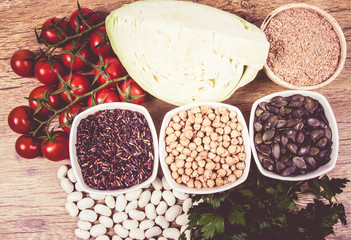 Food ingredients containing a large amount of zinc. Healthy diet.