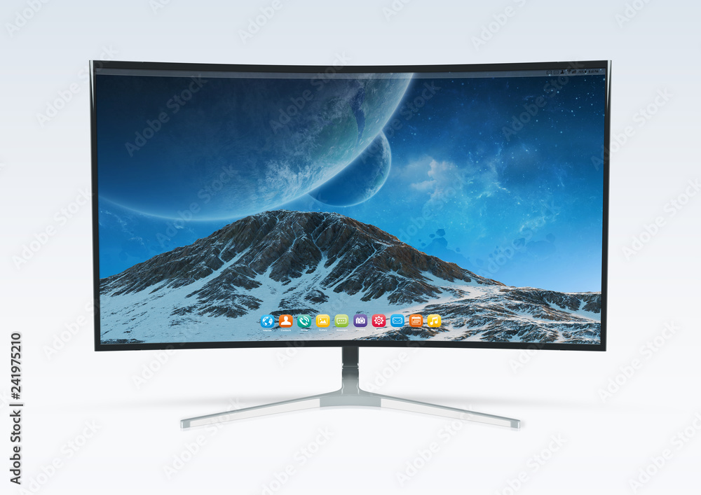 Aufkleber modern computer monitor mockup isolated on white 3d rendering