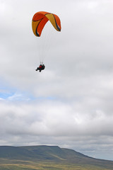 Tandem paraglider in the Brecon Beacons