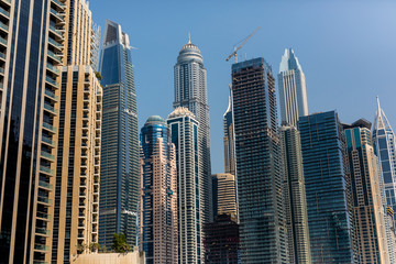 Fototapeta premium Skyscrapers at Dubai Marina. Business downtown skyscrapers view. Business concept.