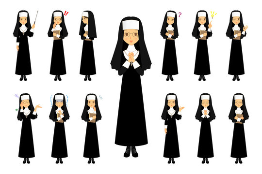 修道女 シスター 色々な表情とポーズ セット 全身 Stock Vector Adobe Stock