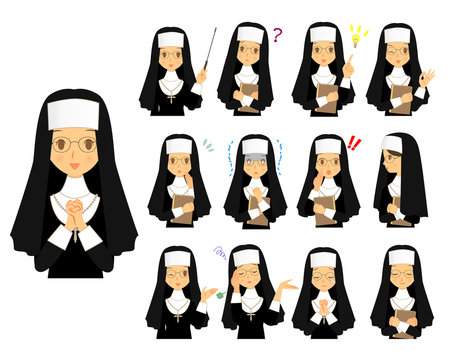 修道女 シスター 色々な表情とポーズ セット 上半身 Stock Vector Adobe Stock