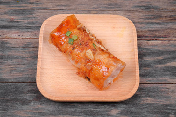 Popia- Malaysian traditional dessert, filed with bean sprouts, nuts and chili sauce.